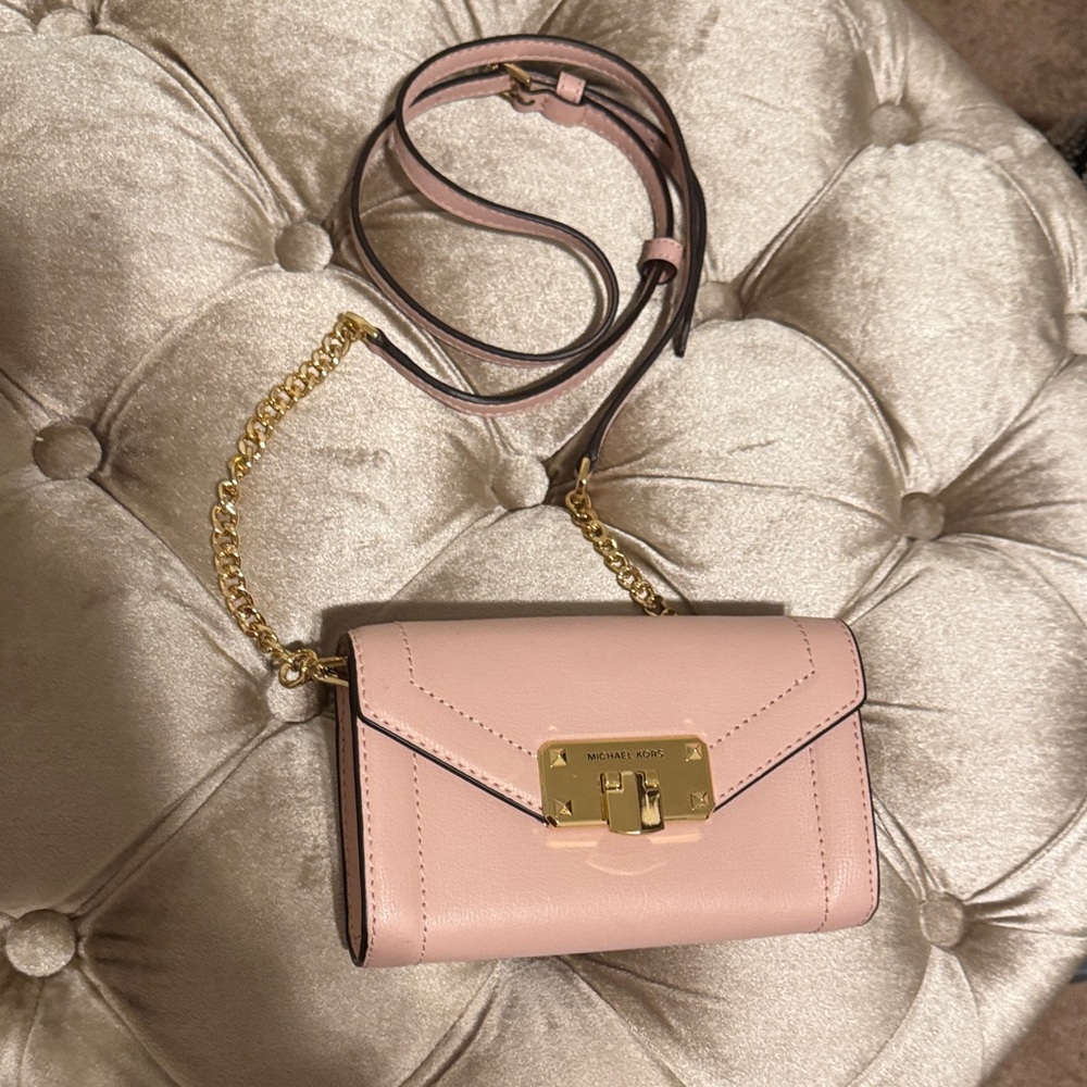 Michael Kors Blush Crossbody Bag with Gold Accents
